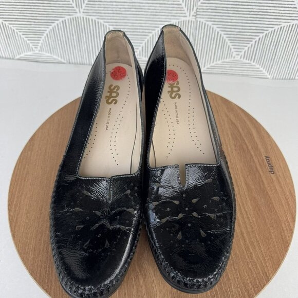 SAS Sonya Womens Black Patent‎ Leather Comfort loafer Heels Size 8 M VGUC - Picture 2 of 7